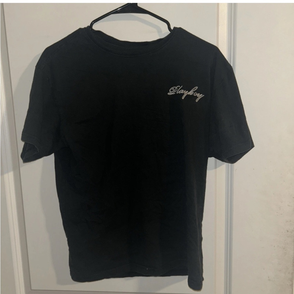 Playboy Charcoal Tee with Script Logo